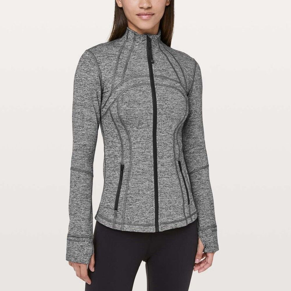 Lululemon Women’s Define Heathered Jacket Gray Black Athletic Luon Full Zip 4